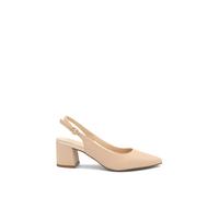 Paradox London Women's Fuchsia 'Isadora' Block Heel Slingback Court Shoes in Nude | Size: 7 Paradox London Nude 7