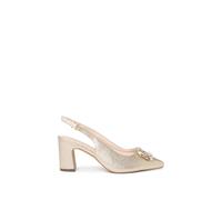 Paradox London Women's Gabriella' Wide Fit Block Heel Slingback Shoes in Gold | Size: 6E