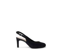 Paradox London Women's Gertie' Wide Fit Round Toe Stiletto Heel Slingback Shoes in Black | Size: 5E