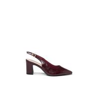 Paradox London Women's Giana' Wide Fit Block Heel Slingback Shoes in Burgundy | Size: 9E