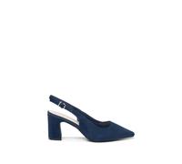 Paradox London Women's Giana' Wide Fit Block Heel Slingback Shoes in Navy | Size: 8E