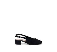 Paradox London Women's Giulietta' Wide Fit Square Toe Block Heel Slingback Shoes in Black | Size: 7E