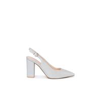 Paradox London Women's Irisa' Block Heel Slingback Shoes in Silver | Size: 3