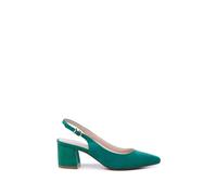 Paradox London Women's 'Isadora' Block Heel Slingback Court Shoes in Emerald | Size: 6