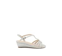 Paradox London Women's Jenna Glitter Low Heel Wedge Sandals in Silver | Size: 7 Paradox London Silver 7