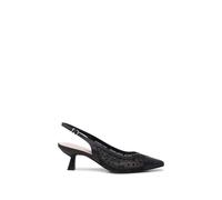 Paradox London Women's 'Tamsin' Mid Heel Glitter & Mesh Sling Back Courts in Black | Size: 3 Paradox London Black 3