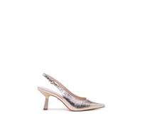 Paradox London Women's Tuscany' Slingback Flared Heel Shoes in Metallic Gold | Size: 4