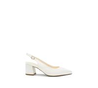Paradox London Women's Wide Fit Dyeable Satin 'Bessy' Mid Block Heel Sling Back Court Shoe in Ivory | Size: 4E