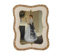 PARAFAYER Vintage Picture Frame 5x7, Antique Baroque Photo Frame With Gilded Floral Trimming, High Definition Glass Front, Retro Home Decor Art Gallery (Beige and Gold 5x7)