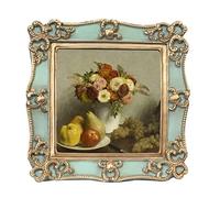 PARAFAYER Vintage Small Picture Frame 4x4, Antique Ornate Photo Frame With Gold Floral Relief, Wall and Tabletop Display,High Definition Glass Front,Retro Home Decor Art Gallery (Sea Foam Green 4x4)