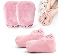Paraffin Wax Gloves for Hands and Feet, Double-Layer Thermal Booties | 1 Pair Paraffin Wax Mitts and Socks for Paraffin Wax Bath, Heated Mitten Foot Liners for Hot Wax Bath, Pink