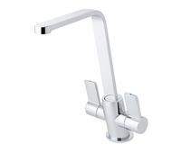 Paragon Kitchen Mixer Tap - Chrome | Dual Lever Modern Square Spout | Deck Mounted for Standard Kitchen Sinks