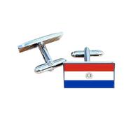 Paraguay Flag Cufflinks - Paraguayan National Emblem Gift for Men | Red, White & Blue Flag with Crest Design | Groomsmen Wedding Gift | Gift Box Included | Proud Paraguay Heritage Keepsake