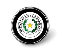 Paraguay Paraguayan National Emblem Round Metal Badge Lapel Pin,Stylish Patriotic Pattern Button Brooch Decorative Badges for Men Women
