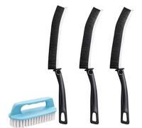 PARAHON 3 Pack Hard Bristle Crevice Brush Grout Cleaning Brush with 15° Angled Head + Cleaning Brush for Tile, Bathroom, Kitchen, Sink, Shower, Window Tracks & Narrow Spaces