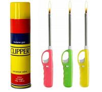 Parahon,Clipper,Refillable BBQ & Kitchen Lighters - Adjustable Flame, Butane Gas Refillable, Ideal for BBQs, Candles, Camping, Fireworks & Stoves (Set of 4)