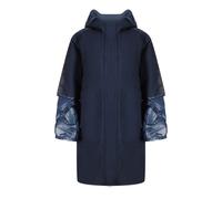 Parajumpers Womens Joy Navy Blue Oversize Long Hooded Down Jacket Wool - Size Small