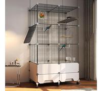 Parakeet and Finch Cage with Raised Baffle To Prevent Food Spills and Pull-out Tray for Easy Cleaning and Cage Movement ()