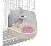 Parakeet Bath - Pull-Out Clear Feeder Box, Parrot Bath Tub for, Pet Parrots Finches Monk, Psittacine Soak Basin via, Aviary Feeding Water Indoor Outdoor | Home Garden for Inside Outside Use