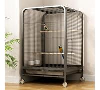 Parakeet Bird Cage, Parrot Cage Tray Design with Casters and Accessories 1.2cm Encryption Net for Small and Medium Parrots (Black)