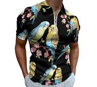 Parakeet Budgies Men's Polo Shirt Casual Short Sleeve T Shirt Slim Fit Golf Polo Shirts L