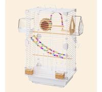 Parakeet Cage, Birds Cage, with Carrying Handle, for Small Quaker Cockatiels, Canaries, Sun Parrots, Green Finches, Budgies, Lovebirds(White)