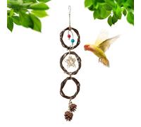 Parakeet Chew Toys | Large Bird Parrot Chewing Toy | Swings Perches, Fun Chew Toy with Star and Pinecone, Bird Cage Accessories for Birds Teeth Grinding
