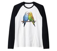 Parakeet Couple Cute Budgie Bird Lovers Art Raglan Baseball Tee
