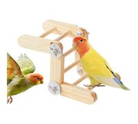 Parakeet Ladder Cage, Natural Wooden Bird Toy, Adjustable Chewing Playground Accessory with Build, Fun Climbing Ladder for Cockatiels Chickens and Small Birds, Indoor Outdoor Aviary Decoration