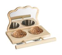 Parakeet Mirror Perch - Perch Stand Function, Stimulation Mirror, Easy Access to Feed, Bird Cage Add-on | Pet Companion Accessory E