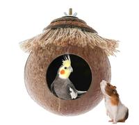 Parakeet Nest - Food Storage Feature Parakkeet Nesst Box | Flexible Hanging System Natural Fiber Transparent Breeding Box | Coconuts Shell Bird Nes-t House Attached to Most Cages