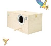 Parakeet Nesting Box - Bird Nest House, Wooden Nesting Box for Breeding Parakeets, Perch Stand for Parakeets, Bird Cage House, Pairing Box for Turtle Doves, Parrots, Parakeets, Budgies