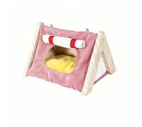 Parakeet Nesting Box Cockatiel Bed Bird House for Cage, Wooden Bird Hammock Love Bird Nest Parrot Bed Hideout for Hamster and Small Pets(pink)