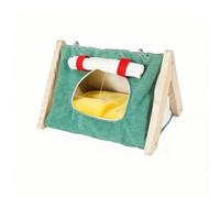 Parakeet Nesting Box Cockatiel Bed Bird House for Cage, Wooden Bird Hammock Love Bird Nest Parrot Bed Hideout for Hamster and Small Pets(green)