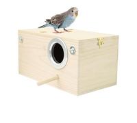 Parakeet Nesting Box - Wooden Breeding Cage House, Horizontal Lovebird Mating Room, Secure Enclosed Finch Nursery, Natural Timber Bird Habitat, Safe Egg Incubation Sanctuary, Small Parrot Nest | For L