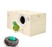 Parakeet Nist Box - Natural Wood Bird Nesting House with Stand, Cage Mount Shelter | Breeding Pod for Finch, , Conure, Cockatiel, Empty Box Of A
