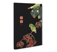 Parakeet Parrot By Ito Jakuchu Asian Japanese Canvas Wall Art Print Ready to Hang, Framed Picture for Living Room Bedroom Home Office Décor, 30x20 Inch (76x50 cm)