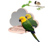 Parakeet Perch with Mirror - Bird Cage & Feeding Cup Toys | Cockatiel and Conure Cage Perches for Climbing, Playing & Feeding | Fun Bird Cage Accessories Pair