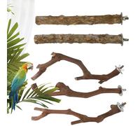 Parakeet Perches | 5 Pieces of Interactive Wooden Toys for Play and Awakening | Perch Holder for Birds Such as Cockatiels, Wavy Parakeets, Conures, Periquitos, Parrots