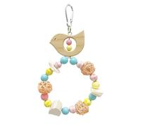 Parakeet Swing - 21x12cm Wreath Shape Climbing Perch, Wreath Circular Hanging Hoop, Colorful Cockatiel Toys 46g Weight Natural Wood Log Rattan Cuttlebone For Cage Play Area Patio Home