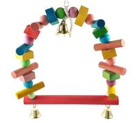 Parakeet Swing for Cage Wood Bird Cage Ladder Perch with Bell