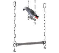 Parakeet Swing, Large Size Heavy Duty Stainless Steel Cage Stand | Outdoor Perch with Bell - for Canary Parakeet Cockatiel African Gray Macaw and Cockatoos