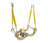 Parakeet Swing,Wooden Parrot Perch Stand Toy - Paw Grinding Toy with Spring for Cockatiel Conure Canary Hummingbird Tree