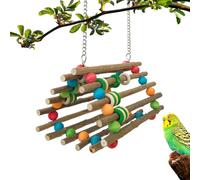 Parakeet Swing | Wooden Perch Ladder - Interactive Humming Bird Swing | for Conure Cockatiel Lovebird Canary Bunny Guinea Chinchilla