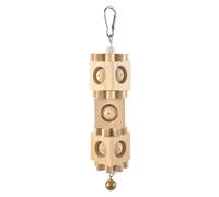 Parakeet Toy - 9.84 Inch Large Hanging Wooden Block Enrichment | Cockatiel Feeder Game with Bell, Teething Toy for Parakeet Cages for Pets, Parakeet Cage for Indoor and Me