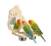Parakeet Toy with Mirrored Wooden Fun Stand, Bird Cage Toy, Parakeet Home Cage, Indoor Curiosity and Creating a Lively Atmosphere | Garden Yard Lovebirds, Cockatoos, Nymph