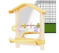 Parakeet Toys, Bird Mirror Accessory, 6.46x5.91in Chewing Playground Set, Colorful Interactive Design, Indoor Outdoor Hanging Use for Balcony Garden Patio Window Chicken Coop