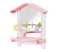 Parakeet Toys, Bird Mirror Accessory, 6.46x5.91in Chewing Playground Set, Colorful Interactive Design, Indoor Outdoor Hanging Use for Balcony Garden Patio Window Chicken Coop