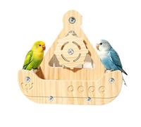Parakeet Toys Fun Pirate Ship Natural Wooden Perch