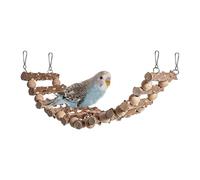 Parakeet Toys - Wooden Swing Perch Stand Unit, 105g Mass Hanging Exercise Component, Avian Habitat Maintenance System, Untreated Forest Wood Texture Detail | Item for Cockatiels & Conures